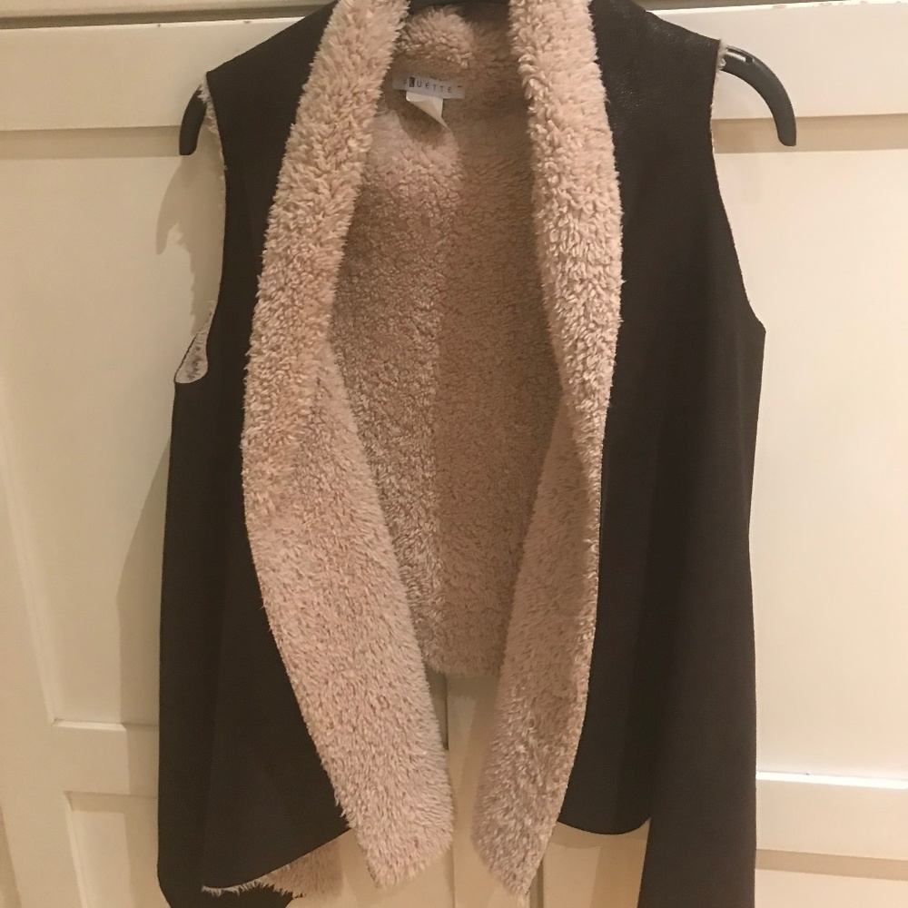 Faux suede and fur vest